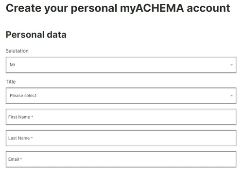 myACHEMA registration form