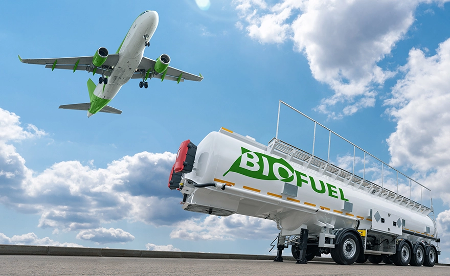 Airplane and biofuel tank trailer